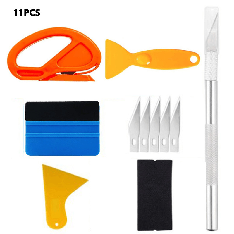 Cross-border hot selling 11-piece car wrap tool kit plastic scraper engraving knife sealing plastic scraper tape measure_voghion.com