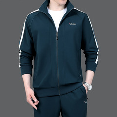 春秋新款運動套裝男中年休閒運動衣大碼開衫長袖衛衣兩件套爸爸裝