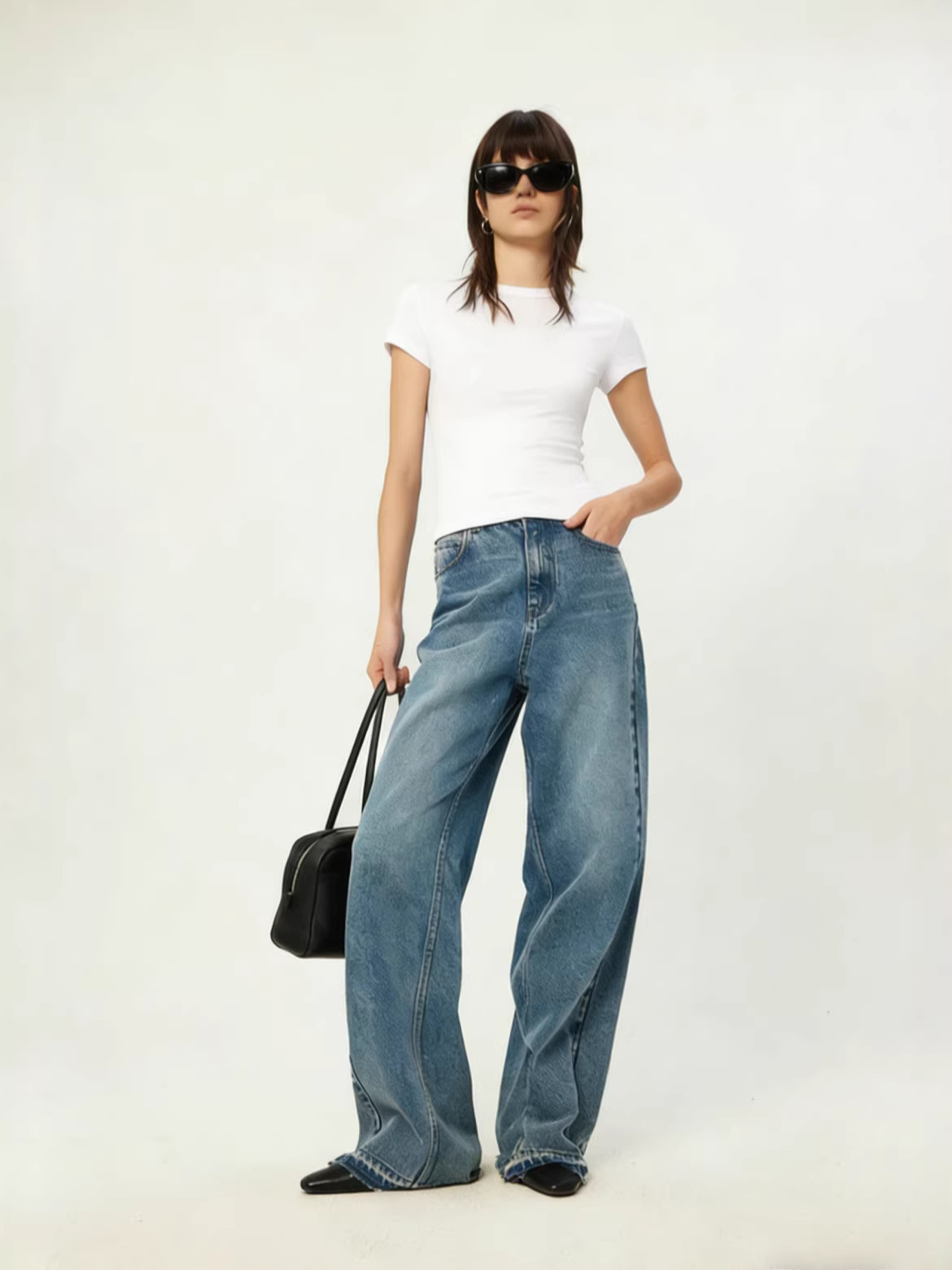 [2.0高豪華] UNIC @ 半袖t王50本の絨毛感純色tシャツ丸襟襟正肩修身女性半袖t