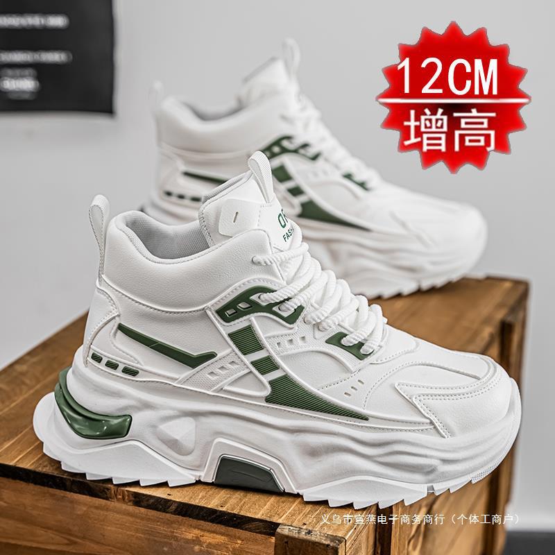 Men's Shoes 2024 New White Shoes with Height 12cm10 High-top Board Shoes Thick-soled Men's Casual Sports Torre Shoes