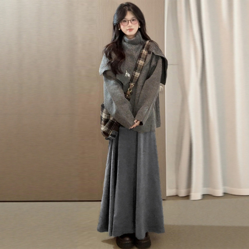 Spring and Autumn Long Skirt for Women, Petite Size, 2026 New A-Line Thin Skirt, Gray, Super Stylish Spring Skirt Spring and Autumn Long Skirt for Women, Petite Size, 2026 New A-Line Thin Skirt, Gray, Super Stylish Spring Skirt