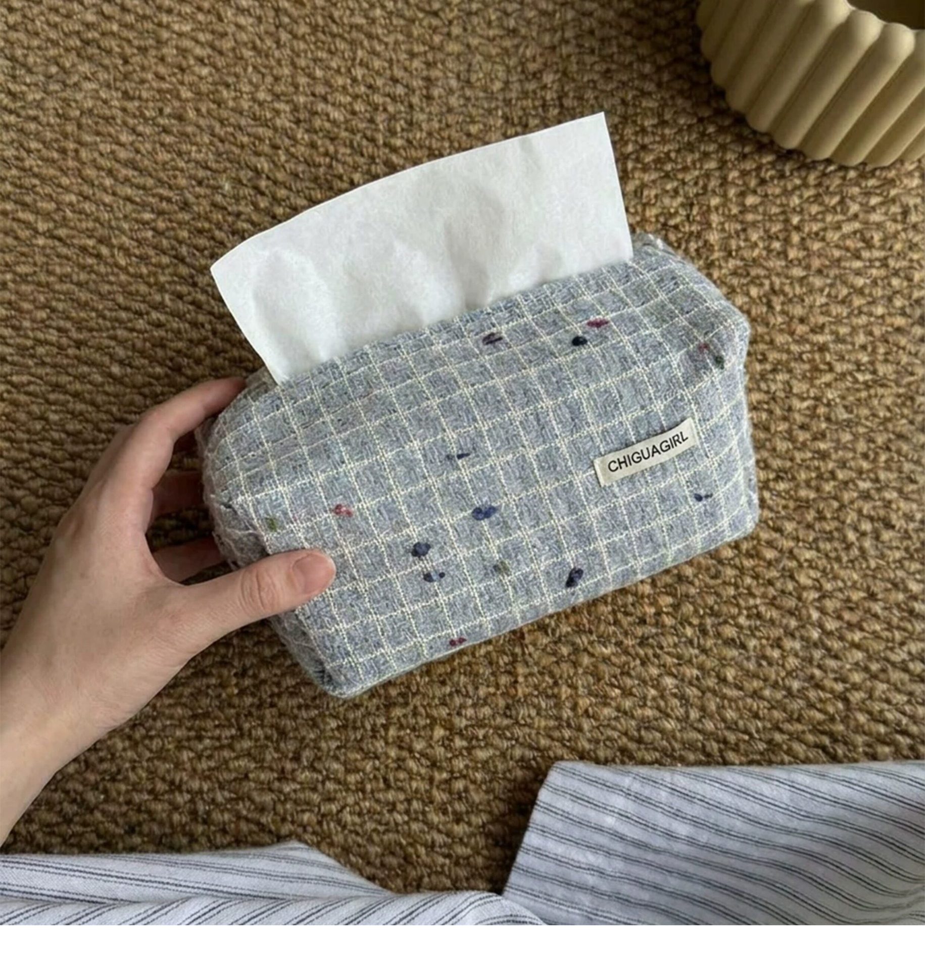 Light Luxury and High-End Fabric Tissue Box, Woven Design for Living Room Coffee Table and Dining Room, Tissue Storage Box, Napkin Holder