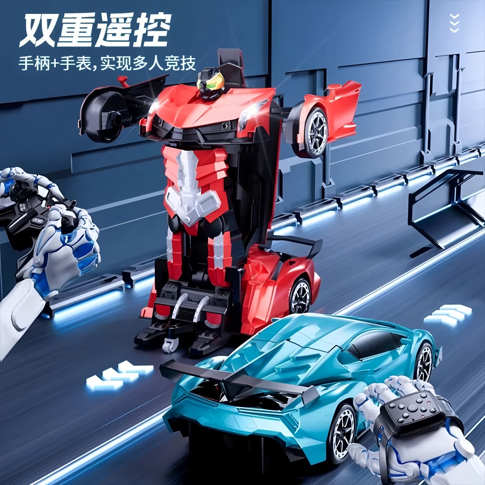 Control remoto de deformación manual robot cargador de carro de carreras flotante juguetes niños regalos de coche de control remoto