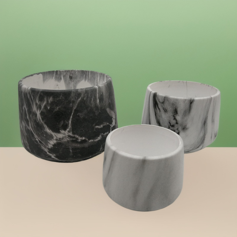 Maceta de cerámica suculenta con patrón de mármol, transferencia de agua, maceta de cactus mediano, conjunto redondo, maceta creativa transfronteriza