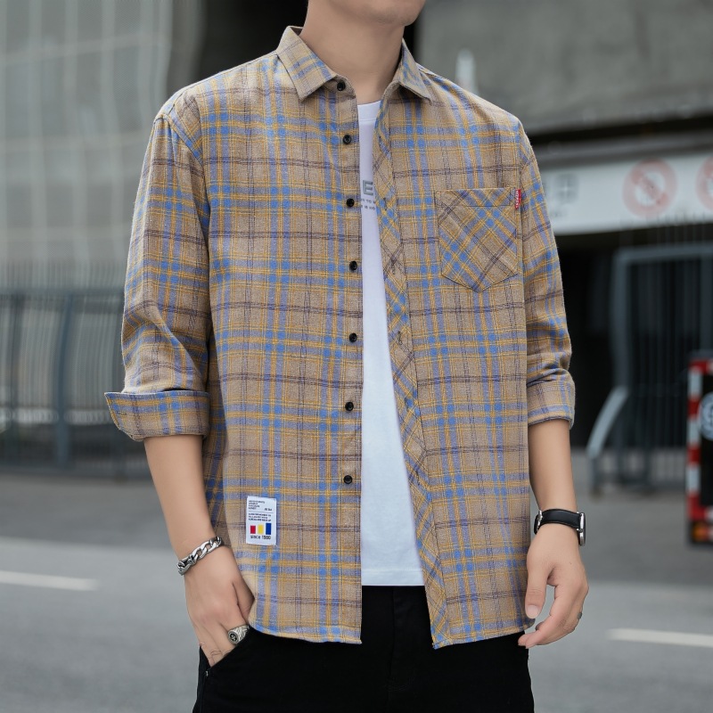 Diyu Dragon hombres camisa a cuadros abrigo suelto 2023 Otoño e Invierno de manga larga casual Top hombres camisa niños