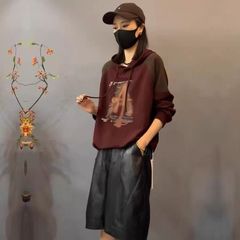 欧货连帽卫衣女士2025秋季新款大码时尚遮肉字母印花连帽套头上衣