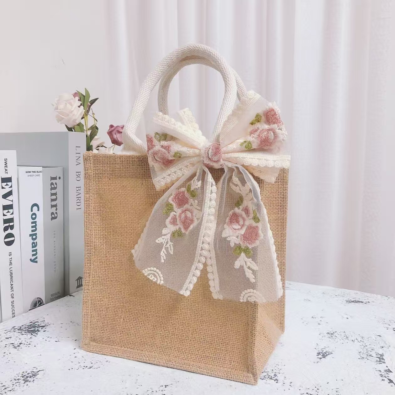 Bolsa de lino, banquete de cumpleaños, luna llena, mudanza de casa, matrimonio, regalo de regalo para la dama de honor, bolsas de regalo de mano.