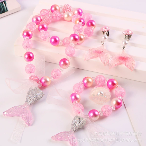1#Pink fish tail 5 -piece set (card paper packaging)