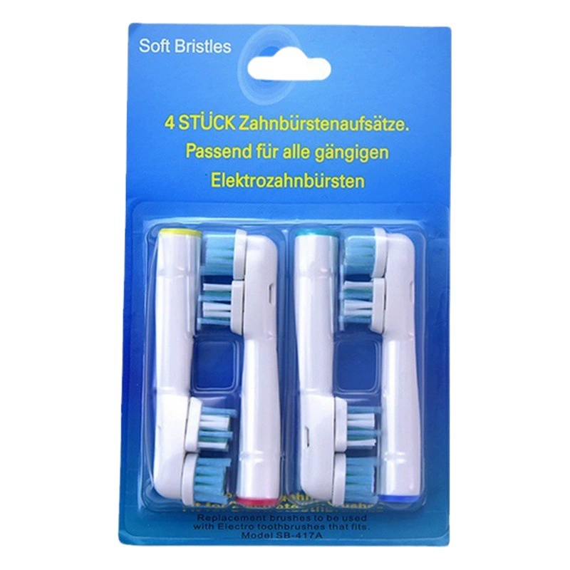 Заводская прямая нейтральная насадка для электрической зубной щетки SB-417A /SB17A двуглавая щетина DuPont из английского картона