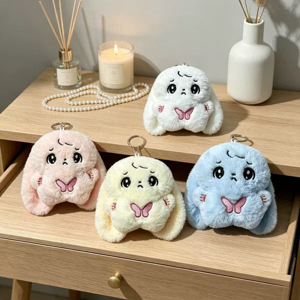 Internet Celebrity Style Big Floppy-Eared Rabbit Plush Toy, Squeaking Cartoon Cute Plush Pendant for Bags, Photo Shoots, and Stall Activities
