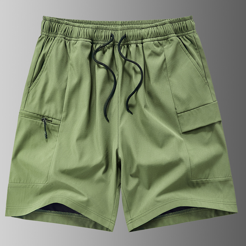 Transfronterizo 2025 verano nuevo multi-bolsillo cremallera pantalones cortos deportivos casuales delgados para hombres fuera