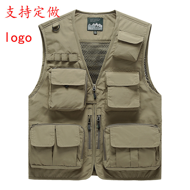 Workwear Multifunctional Vest Men's Spring and Autumn Multi-Pocket Photographer Fishing Vest Work Clothes Summer Director Large Size No