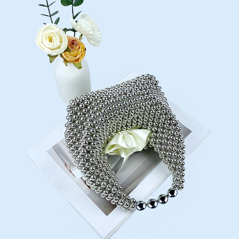 412g Weight Polyester Lining Material Beading Fashion Element String Closure Type Top Handle Strap Type Bucket Bag Bags Type Daily, Street, Shopping Occasion Plastic Material New Year Festival Solid Color Pattern All Seasons Season Women's Gender Elegant, Streetwear Style Pillow Shape Shape Small Size Women's Small Plastic Solid Color Elegant Streetwear Beading Pillow Shape String Bucket Bag 25
