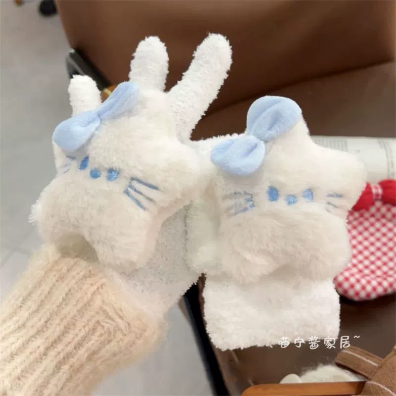 Keep warm gloves with bow