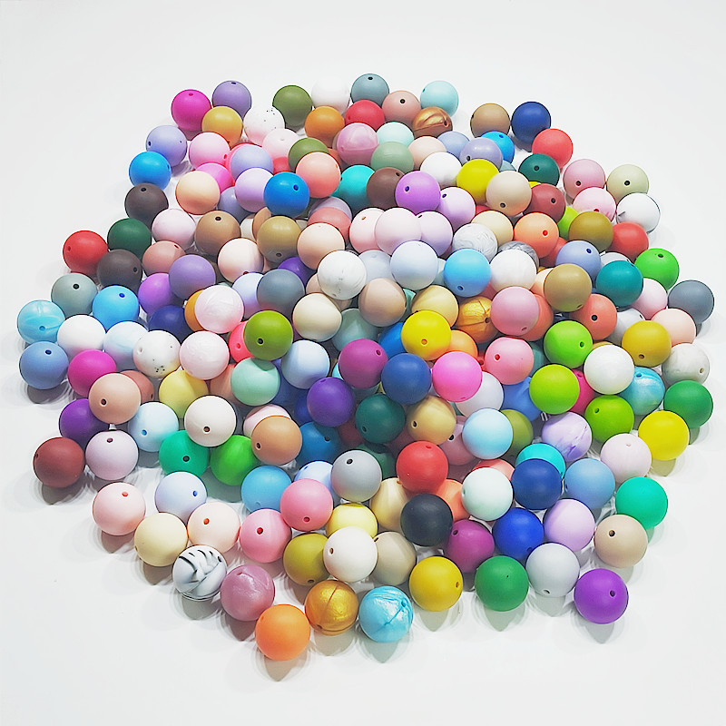 Accessories Silicone Beads Printing Beads Baby DIY Pacifier Chain Round Beads Silicone Beads Mixed Color 12mm-19mm