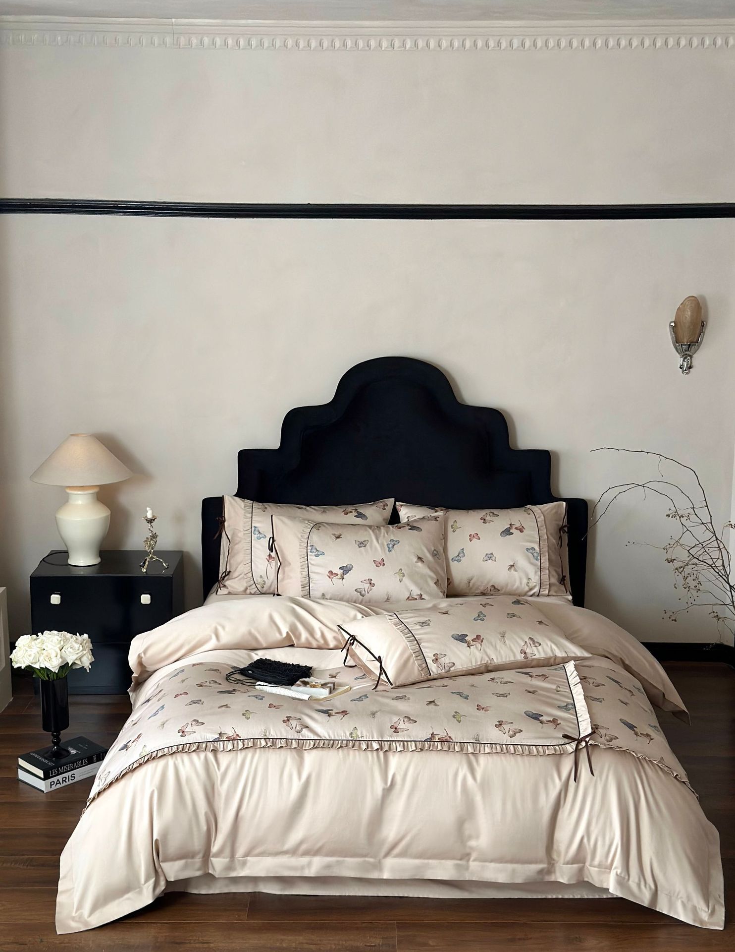 Nordisk vintage boho påslakanset i ren bomull med spets_voghion.com