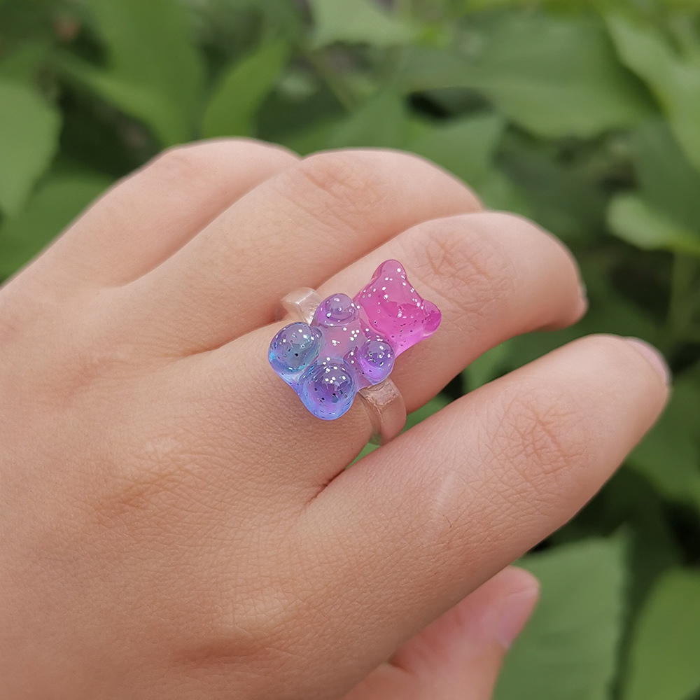 4g Weight Rings Classification 1 Piece Quantity Daily Occasion Acrylic Material Bear Pattern Women's Gender Cute Style Cute Bear Arylic Women's Rings 13