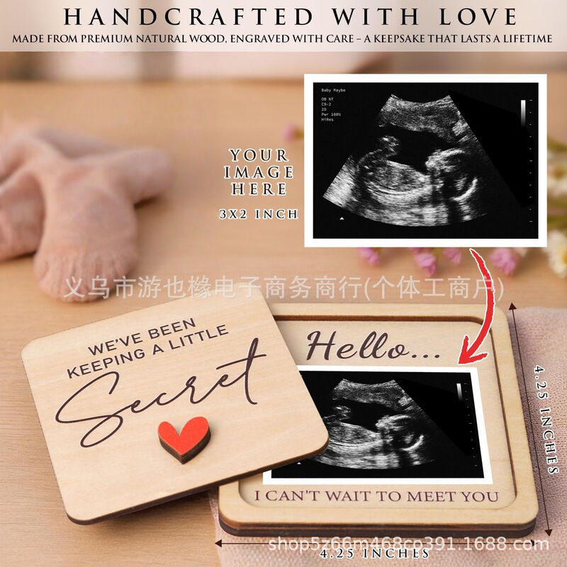 Cross-Border Hot-Selling Products in Stock: Ultrasonic Photo Frame, Pregnancy Announcement, Baby Announcement Sign, Wooden Souvenir Box