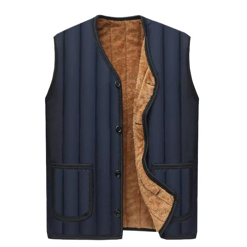 Зимний жилет для папы, утолщенный теплый жилет на флисовой подкладке для мужчин среднего и пожилого возраста, прямой свободный очень большой жилет