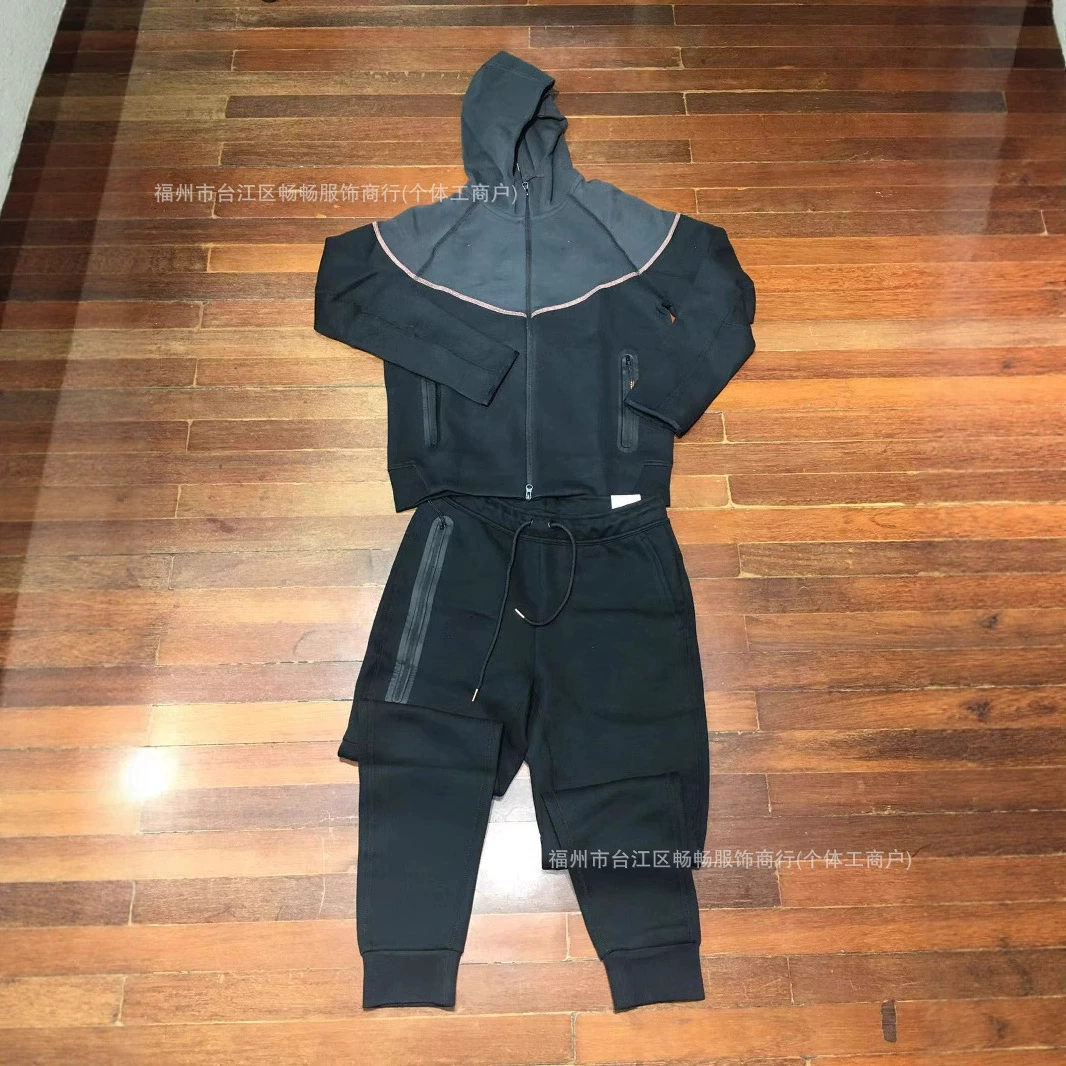 2025 весенне-осенний повседневный спортивный дышащий хлопковый комплект с двусторонним карманом на молнии и капюшоном, мужская куртка 48, комплект спортивных штанов