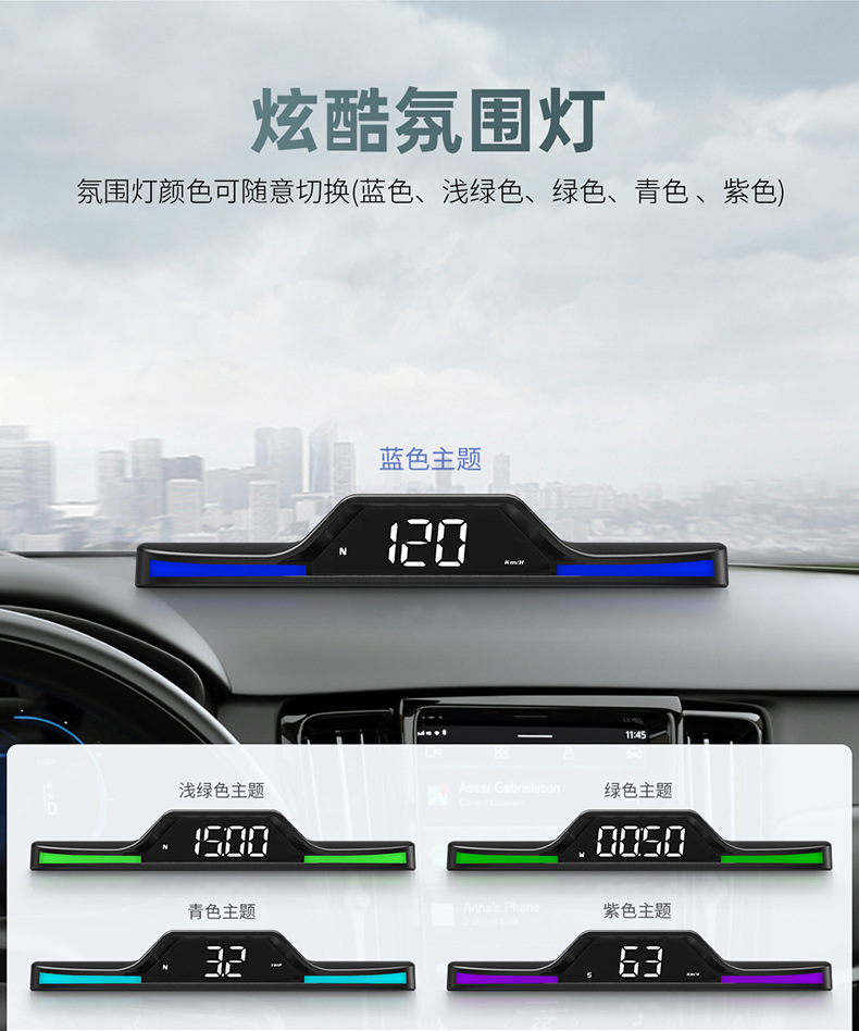Cross-Border Car Universal Hud Head-Up Display Gps Speed Alarm Driving Speed Car Display G15