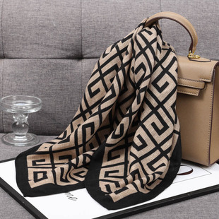 Herringbone pattern square towel cotton linen 70 square towel breathable autumn and winter new scarf women feel good