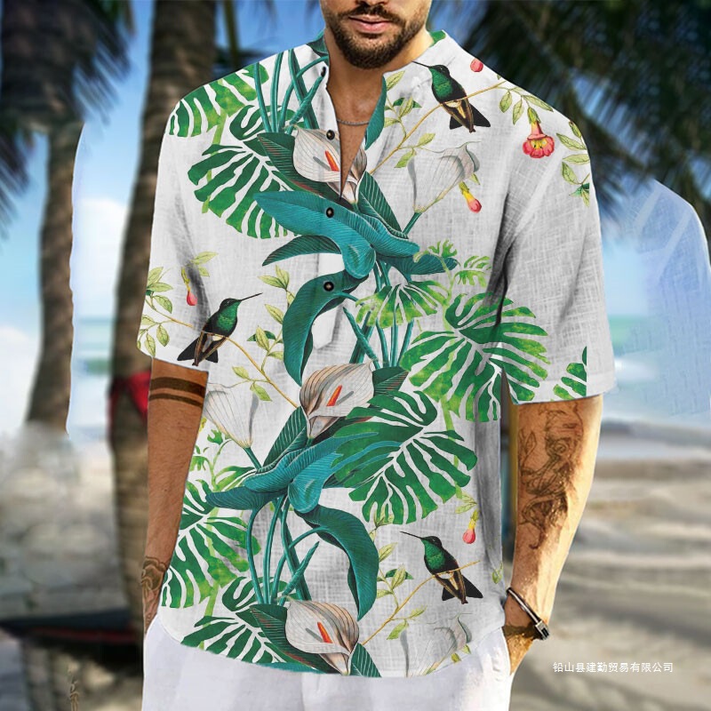Men's Shirt Loose Fit Printed Summer Aliexpress Youth 2024 Thin Linen Bamboo Cotton Casual Stand Collar Men's Shirt Loose Fit Printed Summer Aliexpress Youth 2024 Thin Linen Bamboo Cotton Casual Stand Collar