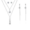 Fashionable jewelry, set, ecological necklace and earrings, zirconium, nail decoration, simple and elegant design