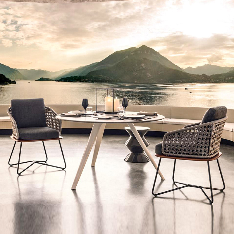 Mesas y sillas de ratán al aire libre Villa jardín al aire libre muebles de ocio balcón patio impermeable protector solar silla de ratán de tres piezas