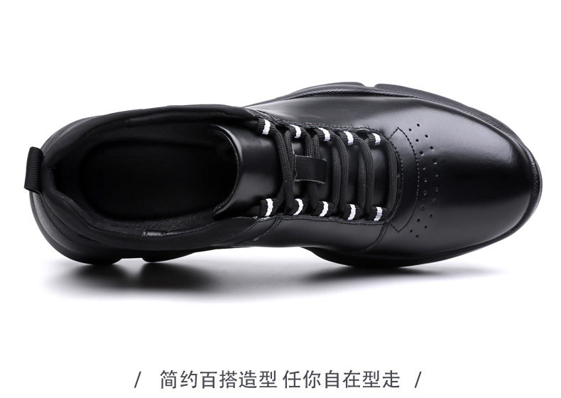 Giày da nam da bò lớp đầu đế dày, giày thể thao thời trang thoáng khí dễ phối đồ, gót 3–5 cm — G575 màu đen chi tiết 20