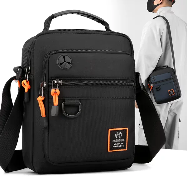 Men's Trendy Simple Contrasting Color Shoulder Bag Nylon Waterproof Casual Crossbody Bag Outdoor Travel Factory Direct Sale