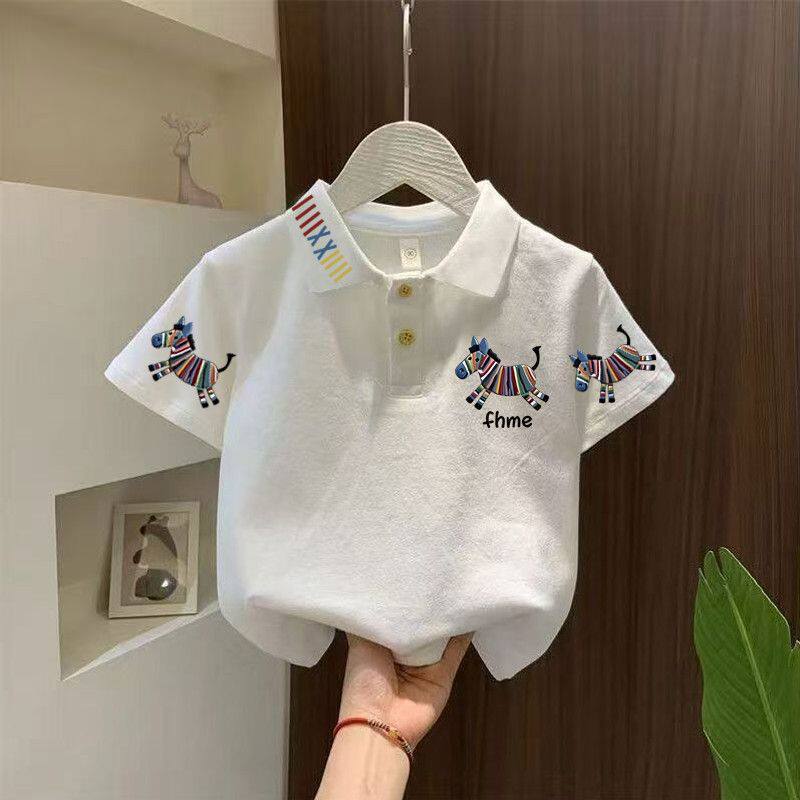 跨境纯100儿童polo衫短袖夏季男女童韩版潮牌小马T恤宝宝洋气翻领