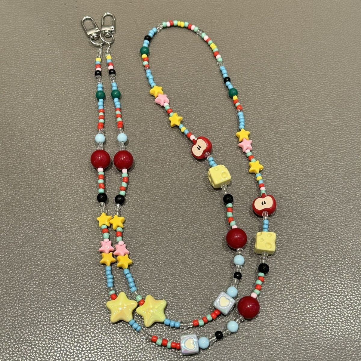 Ins Dopamine Colorful Fruit Strawberry Chain Mobile Phone Lanyard Crossbody Chain Long Mobile Phone Chain Anti-Lost New Style