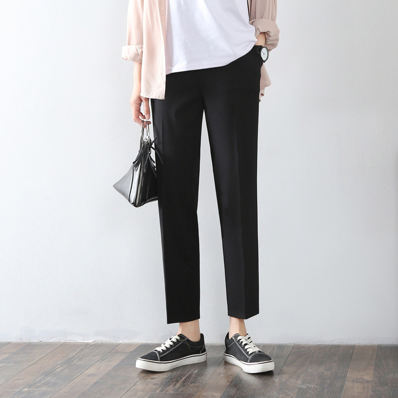 High elastic belly support spring/summer autumn pregnant women loose suit pants pregnant women belly support professional workwear straight pants winter fleece-lined High elastic belly support spring/summer autumn pregnant women loose suit pants pregnant women belly support professional workwear straight pants winter fleece-lined