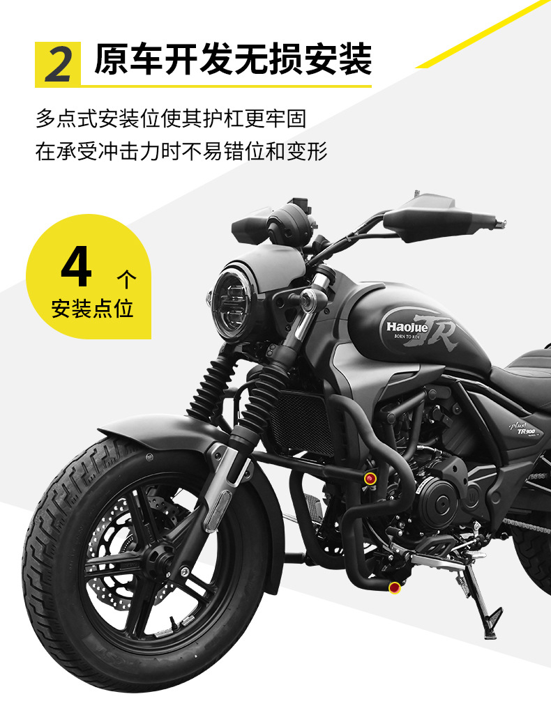 Suitable for Haojue Tr300 Plus Urban Travel Version Motorcycle Bumper, Folding Backrest, Side Bag, Rack, and Guard Bar