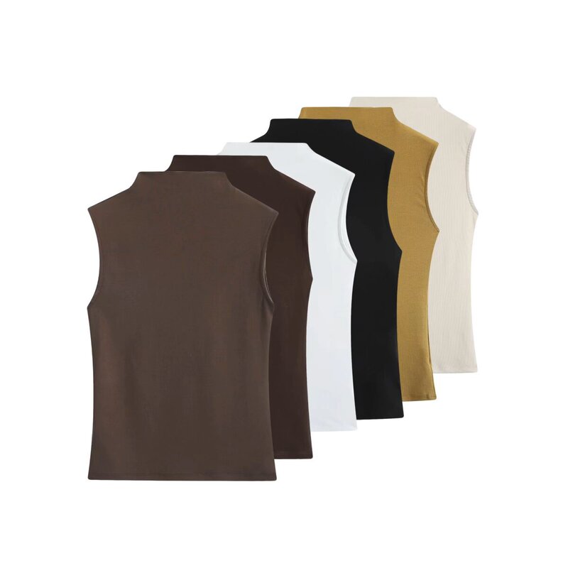 Pb&Za Women's Clothing 2026 Summer New Casual Slim-Fit Cotton Modal High-Neck Sleeveless Top 3641871 Pb&Za Women's Clothing 2026 Summer New Casual Slim-Fit Cotton Modal High-Neck Sleeveless Top 3641871