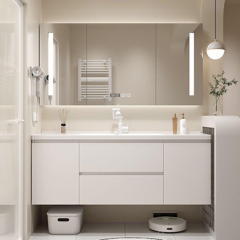 New Cream-Style Bathroom Cabinet with Integrated Ceramic Basin 65/75/85/95/105/115 Washbasin Integrated Sink