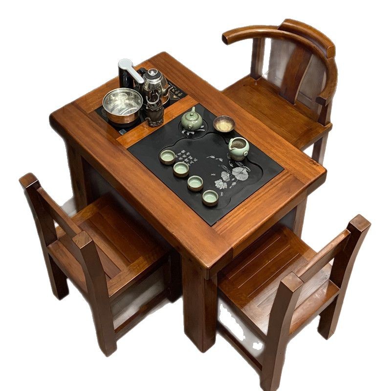Mesa de té de madera de barco antiguo conjunto de té mesa de té silla combinación de balcón pequeño tipo de mesa de té sala de estar simple mesa de té de madera sólida