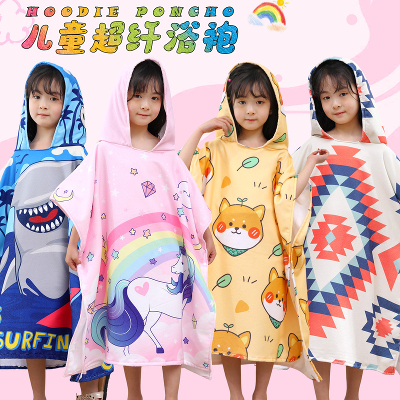 2024 New Microfiber Cloak Bath Towel Cartoon Print Children's Cloak Children Can Wear Hooded Bathrobe 2024 New Microfiber Cloak Bath Towel Cartoon Print Children's Cloak Children Can Wear Hooded Bathrobe
