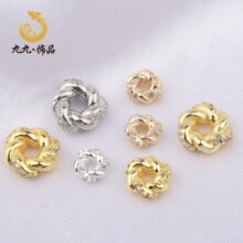 14K包金保色微镶锆石缠绕麻花隔珠花环配饰散珠 diy手链饰品配件