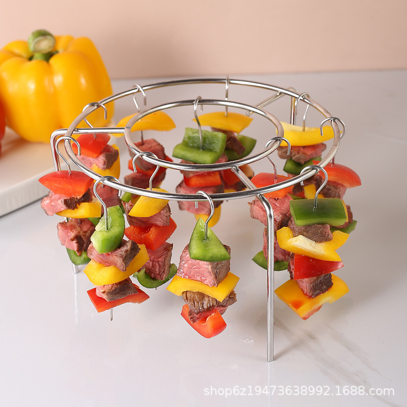 Freidora de aire, colgante vertical, bolsa de barbacoa, accesorios de brochetas de cordero, horno de herramientas de aguja de barbacoa de acero inoxidable de grado alimenticio