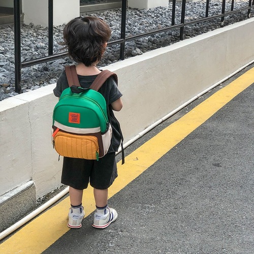 幼儿园外贸书包韩版撞色亲子小背包2023新款男女童轻便帆布双肩包