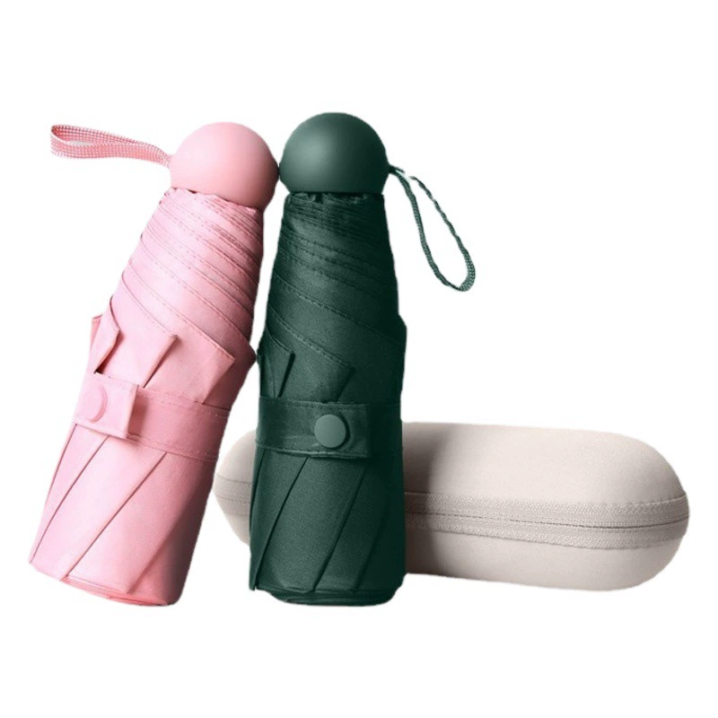 6 костей складной зонт черный клей солнцезащитный крем солнцезащитный Зонт капсула зонтик оптом 50% раз мини Карманный Зонт Солнечный дождь зонтик