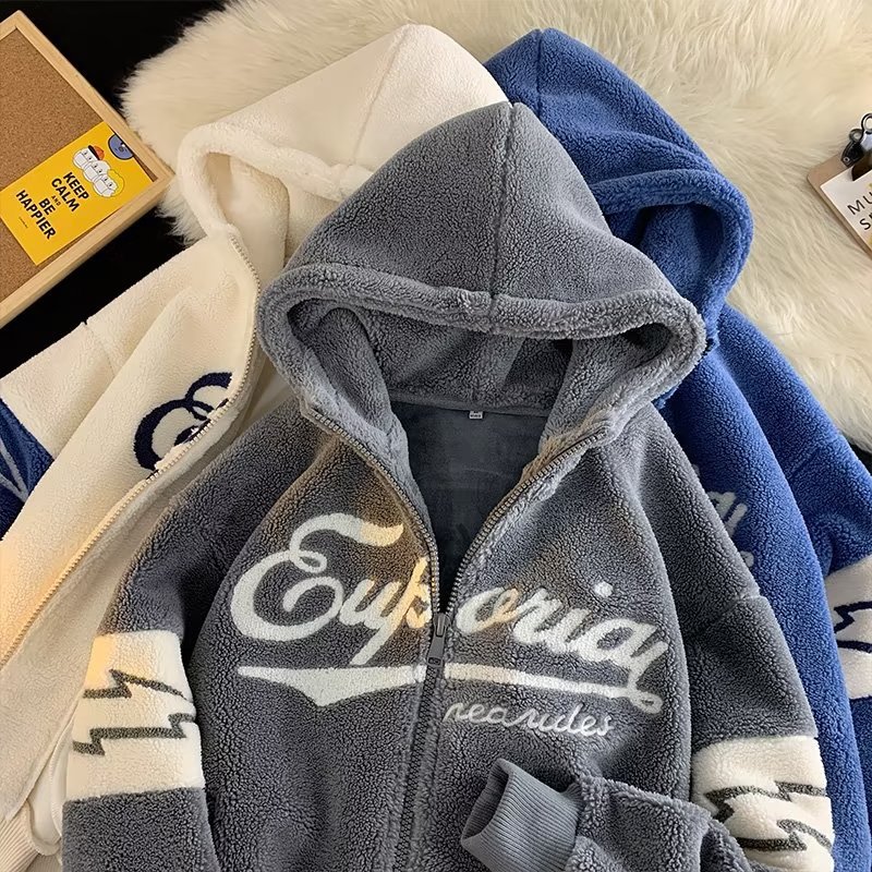 2024 nuevo estilo japonés retro suave abrigo de lana de cordero invierno masculino suelto bf perezoso ropa de algodón ins marea