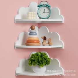 跨境木制壁挂式百天相框置物架儿童房书籍装饰架木质多用途置物架