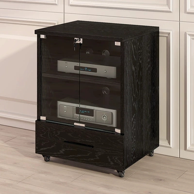Standard Version Amplifier Cabinet, Professional Audio Cabinet, Solid Wood Ktv Cabinet with Lock, Home Audio Cabinet (Electric car big tripod) - black-second-layer-particle-board