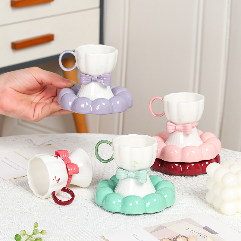 Ceramic coffee afternoon tea with bow