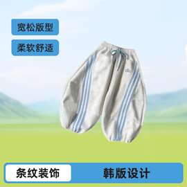 儿童裤子男童女童秋季运动裤中大条纹弯刀直筒休闲阔腿卫裤小童