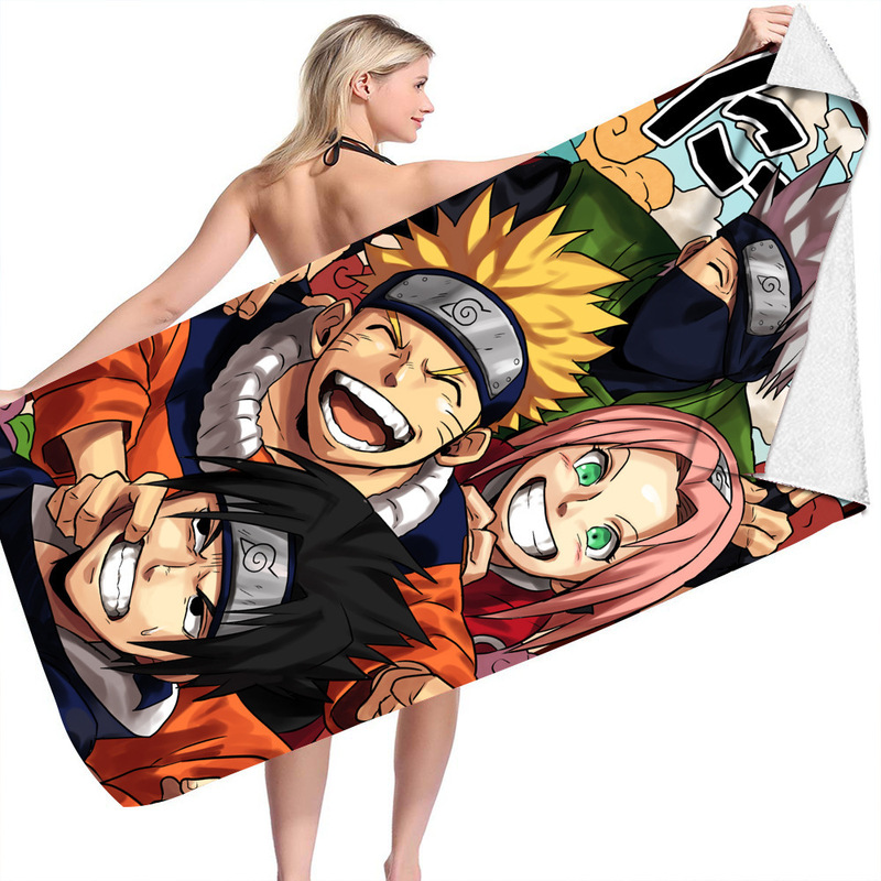 Naruto Series Beach Towel Microfiber Double-sided Fleece Beach Towel Swimming Bath Towel Varied Square Towel Beach Towel