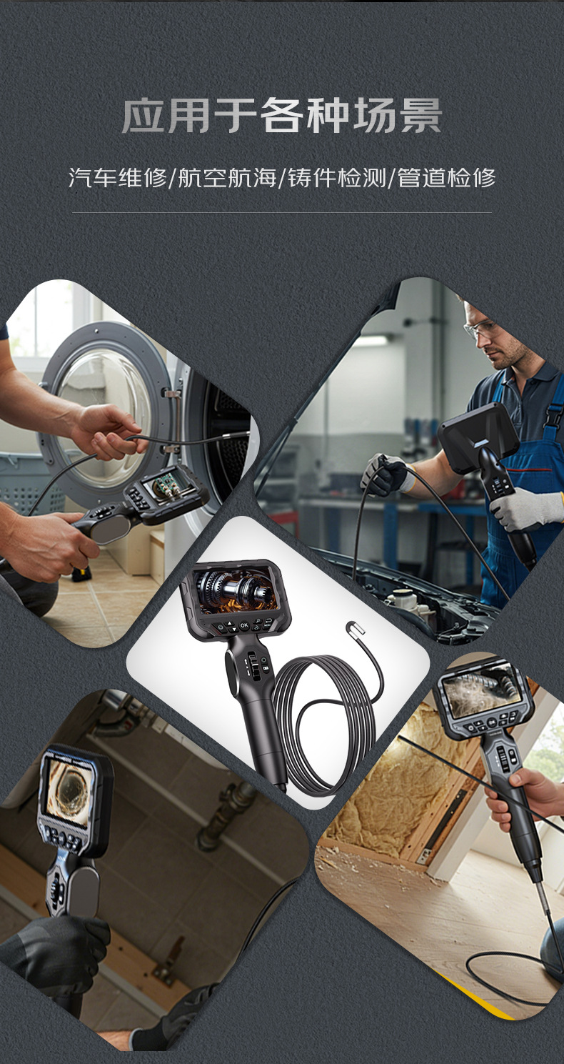 Dual-Lens 360° Industrial Endoscope High-Definition